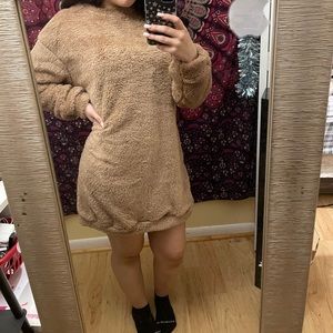 Fuzzy tan dress